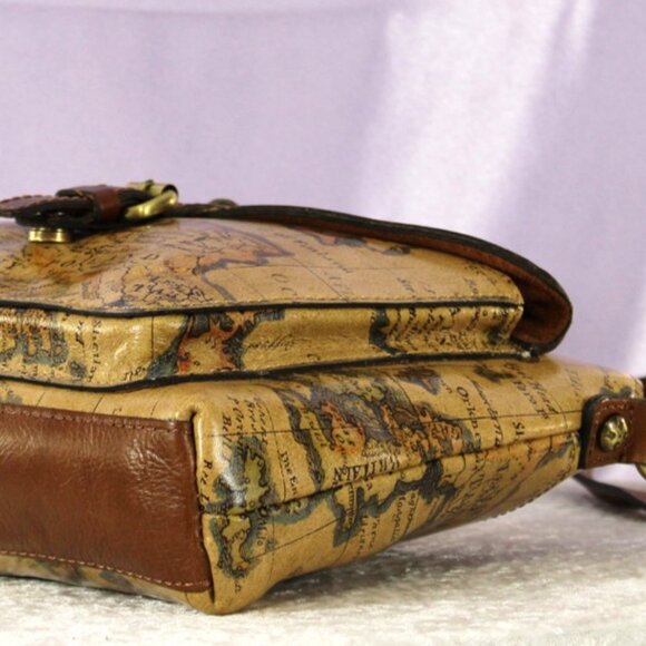 Patricia Nash Old World Map Leather Crossbody Bag with Front Buckle Pocket - Picture 6 of 12